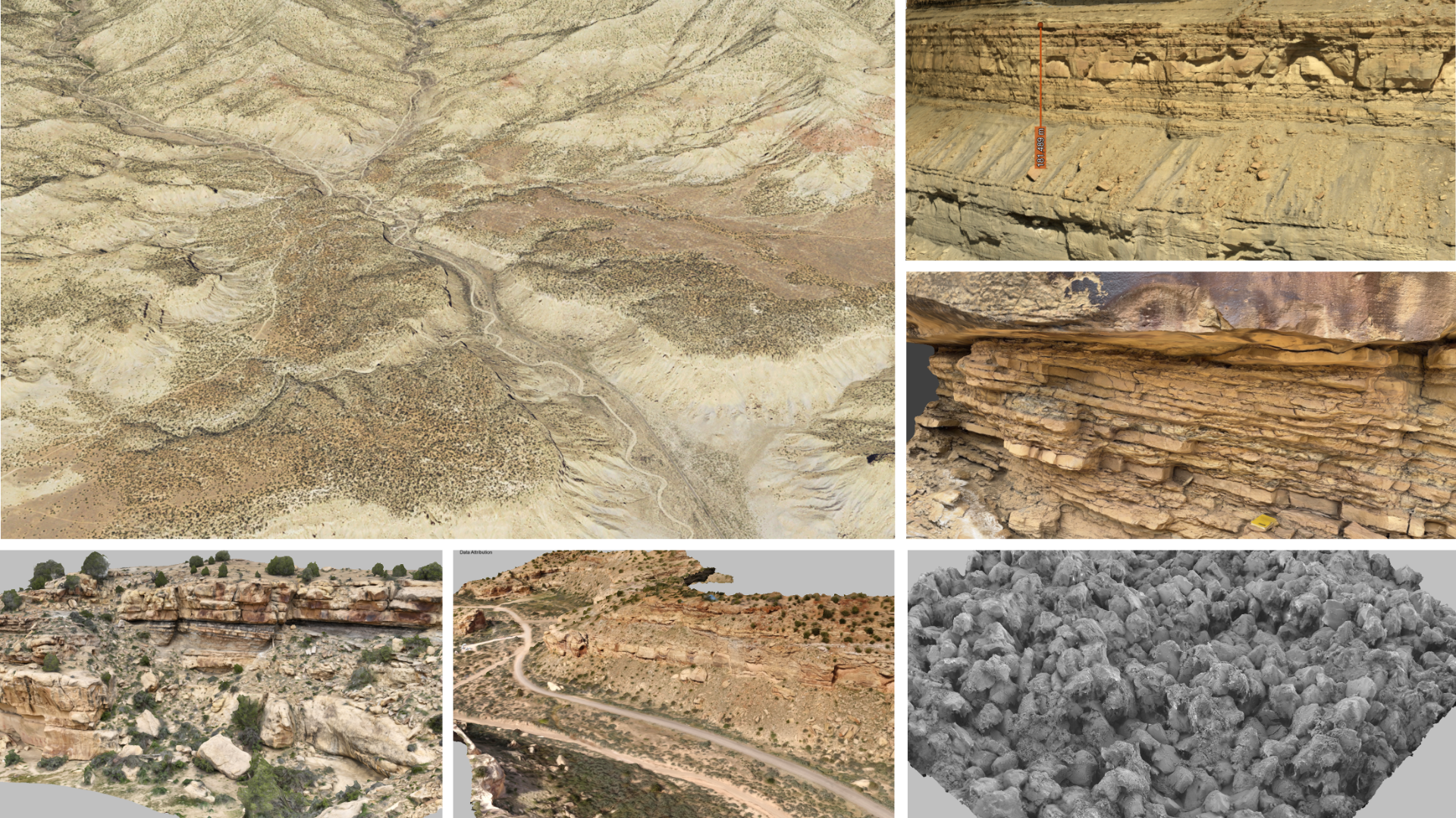 Multi-scale 3D models in LIME, from regional DEM to mm-scale phone lidar and microscopic SEM models
