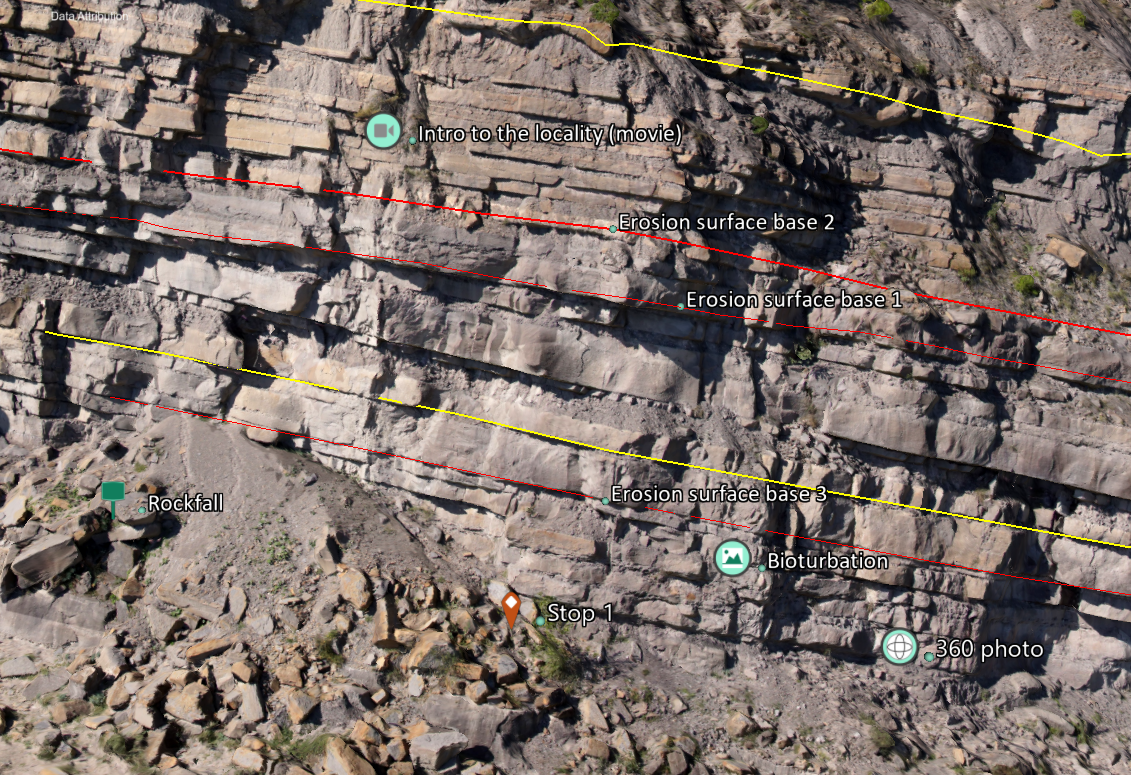 Mark interest points or add supplementary content to your 3D models. Ainsa Quarry on V3Geo